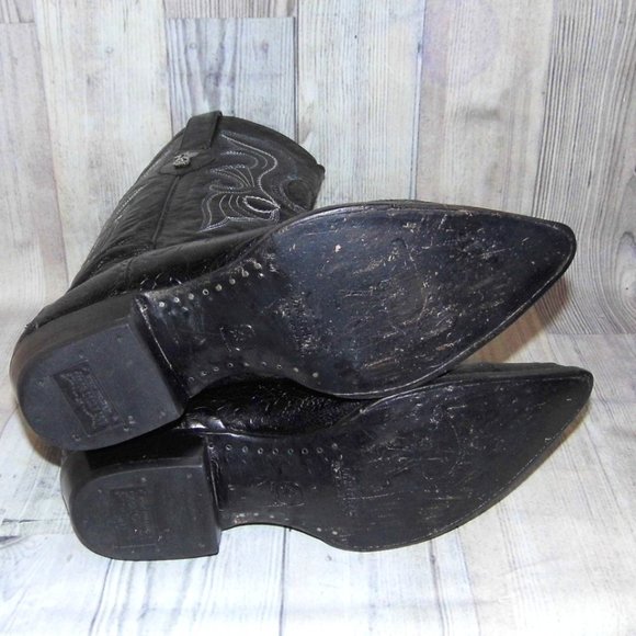 LOS ALTOS Exotic Ostrich Black Boots Mens Size 14 - Picture 2 of 9